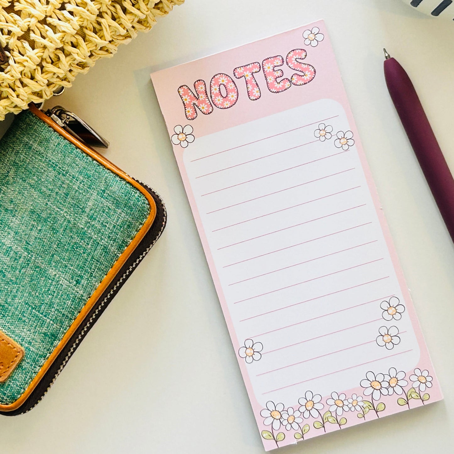 CUTE DAISY NOTEPADS 3 x 6.25 in |  GIRLY PINK NOTEPAD