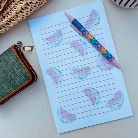 CUTE MAGNETIC WATERMELON NOTEPAD 5.5 x 8.5 in |  GIRLY PINK NOTEPAD