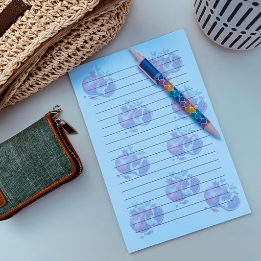 CUTE MAGNETIC POMEGRANATE NOTEPAD 5.5 x 8.5 in |  GIRLY PINK NOTEPAD